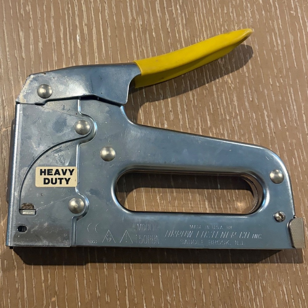 Arrow T50 Heavy Duty Staple Gun Chrome Yellow Handle Made in USA Vintage Tool